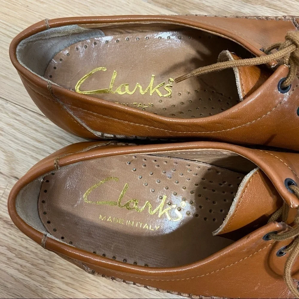 Clark’s Italy Lace Moccasin Wallabee Tan Lace Up Loafer Men’s 8 1/2